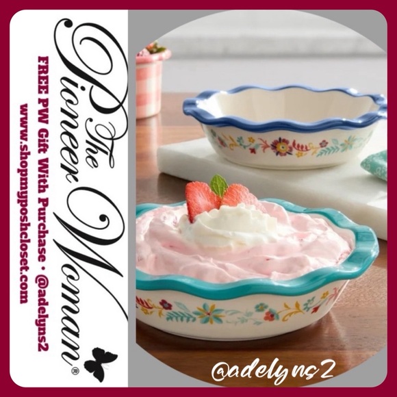 2024 🌺 New Pioneer Woman Keepsake Floral 4.75" Ceramic Mini Pie Pans, Set of 2 - Picture 3 of 8
